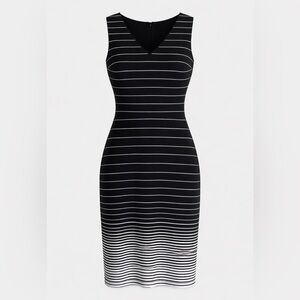 White House Black Market Black and White Striped Dress